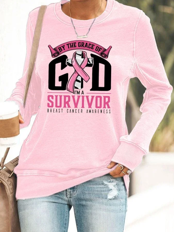 Women's Survivor Breast Cancer Crew Neck Sweatshirt socialshop