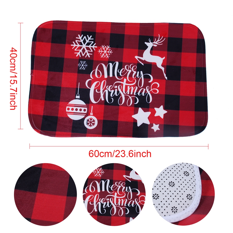 Tegooe Christmas Pattern Entry Mat - Non-Slip IndoorOutdoor Festive Doormat