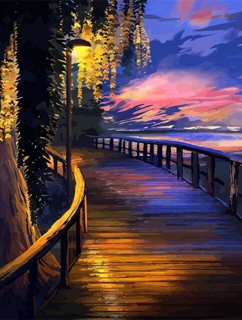 

Boardwalk to Sunset – Paint By Numbers - 40*50CM, 501 Original