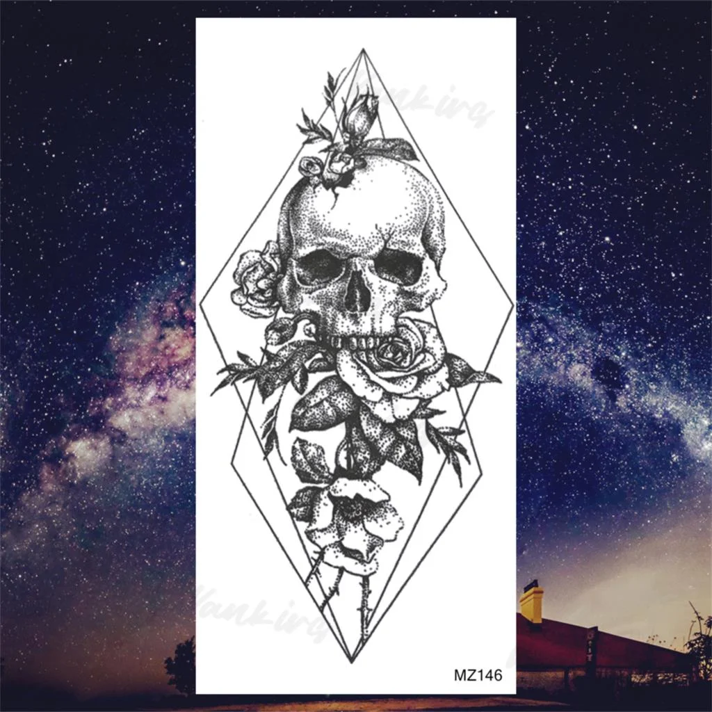 Sdrawing Lion Knight Temporary Tattoos For Men Adults Realistic Tiger Skeleton Fake Tattoo Sticker Arm Water Transfer Tatoos 3D