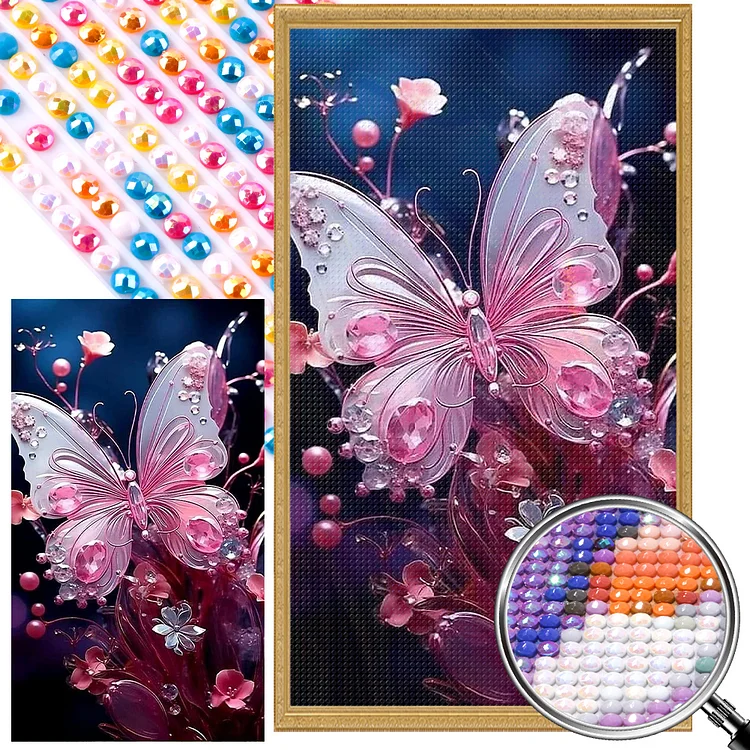 Partial AB Drill - Full Round Diamond Painting - Jewel Butterfly 40*70CM