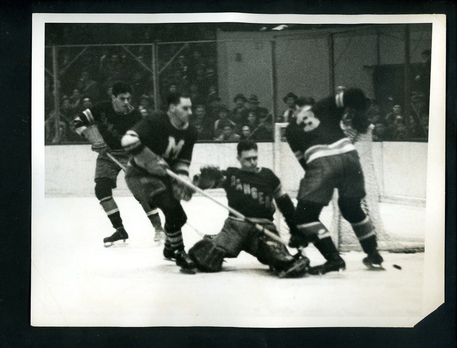 New York Rangers & Maroons 1937 Type 1 Press Photo Poster painting Dave Kerr Ching Johnson Voss