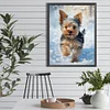 Petit Yorkie Dans La Neige Complète Rond Diamant Peinture 30X40CM
