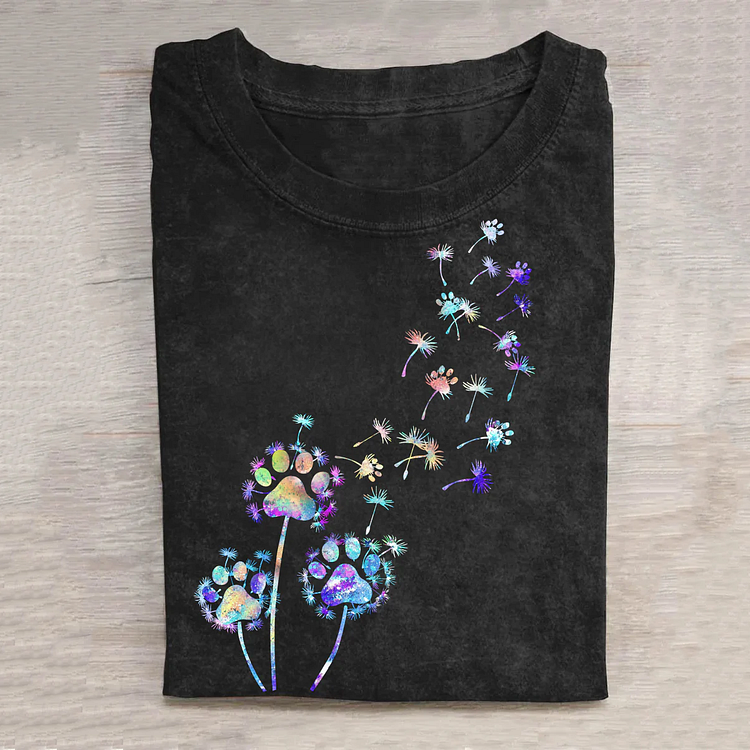 Dog Paw Dandelion Flower T-Shirt socialshop