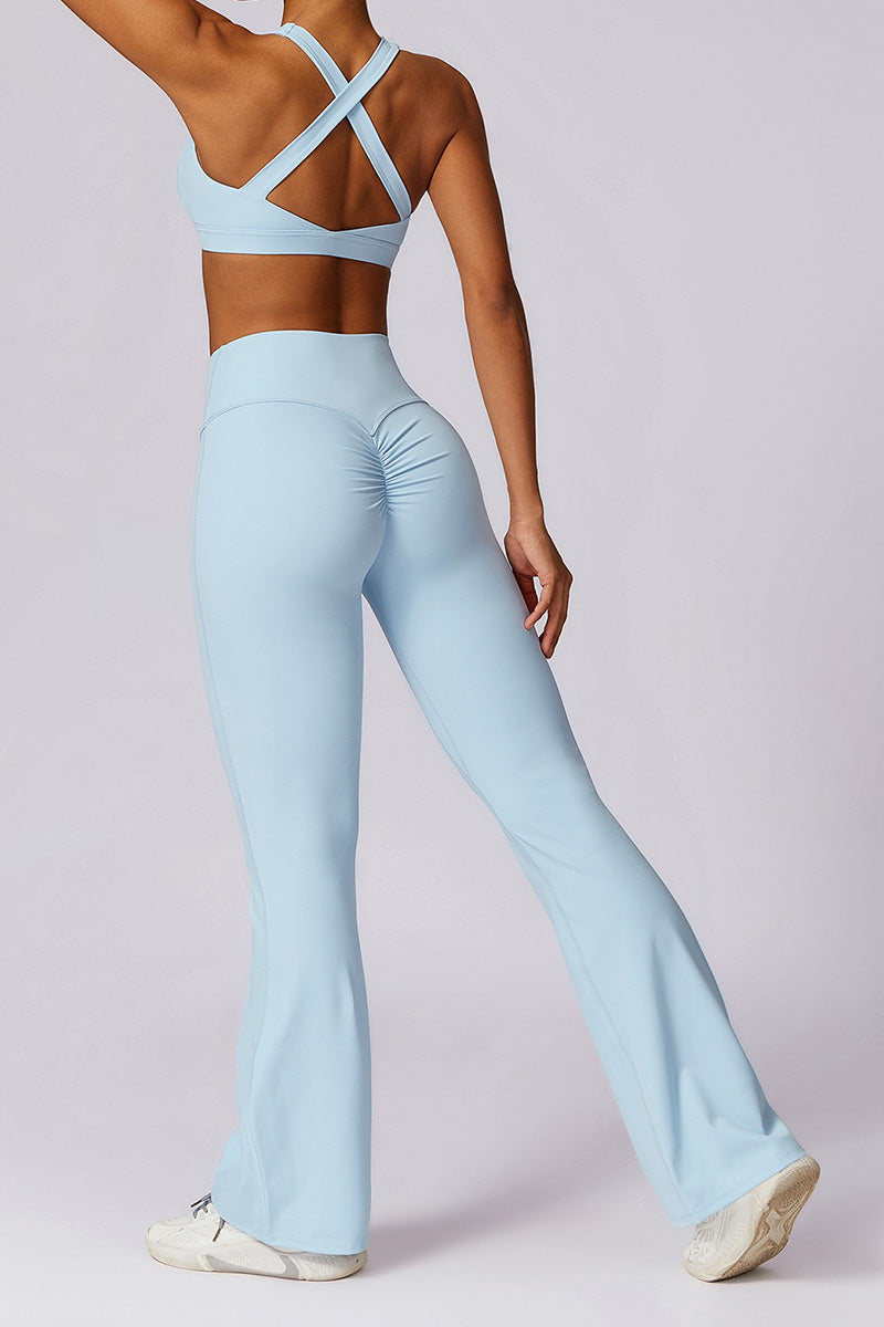 Square Crossover Sports Bra & Flare Legging Two Piece Set