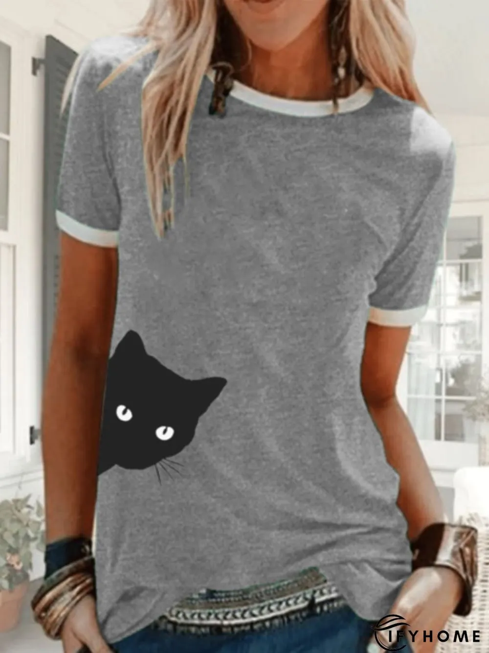 Printed Cotton Casual T-Shirt Top | IFYHOME