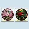 2pcs Diamond Painting -DIY Round Drill Stained Glass Rose