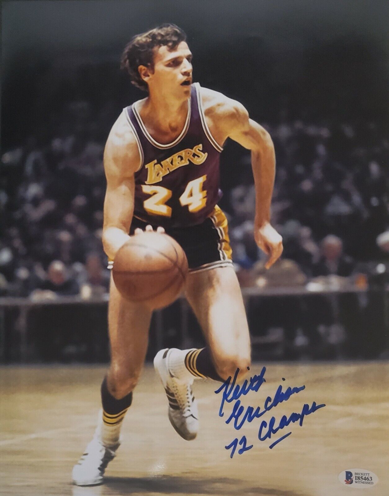 Signed 11x14 KEITH ERICKSON Los Angeles Lakers Autographed Photo Poster painting Beckett Holo