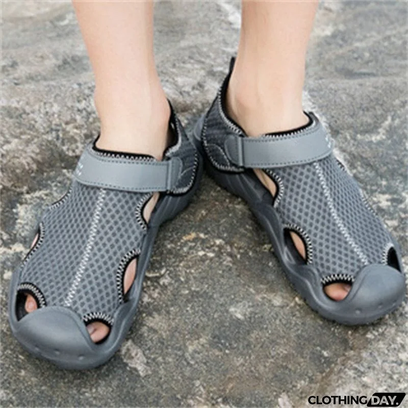 Large Size Cozy Mesh Velcro Sandals for Male