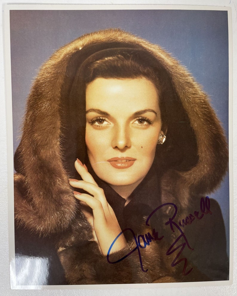 Jane Russell (d. 2011) Signed Autographed Glossy 8x10 Photo Poster painting - COA Matching Holograms