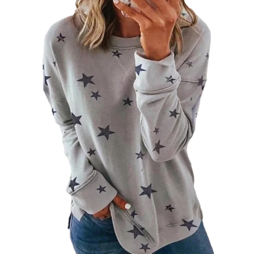 Uveng Loose Oversized Urban Leisure Long Sleeves T-shirt Printed Sweater