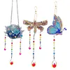 3PCS-1 5D DIY Diamond Painting Wind Chimes Suncatcher Kit Double Sided Diamond Art Kits Suncatcher with Crystal Pendant for Home Wall Window Decor Adults DIY Art Craft