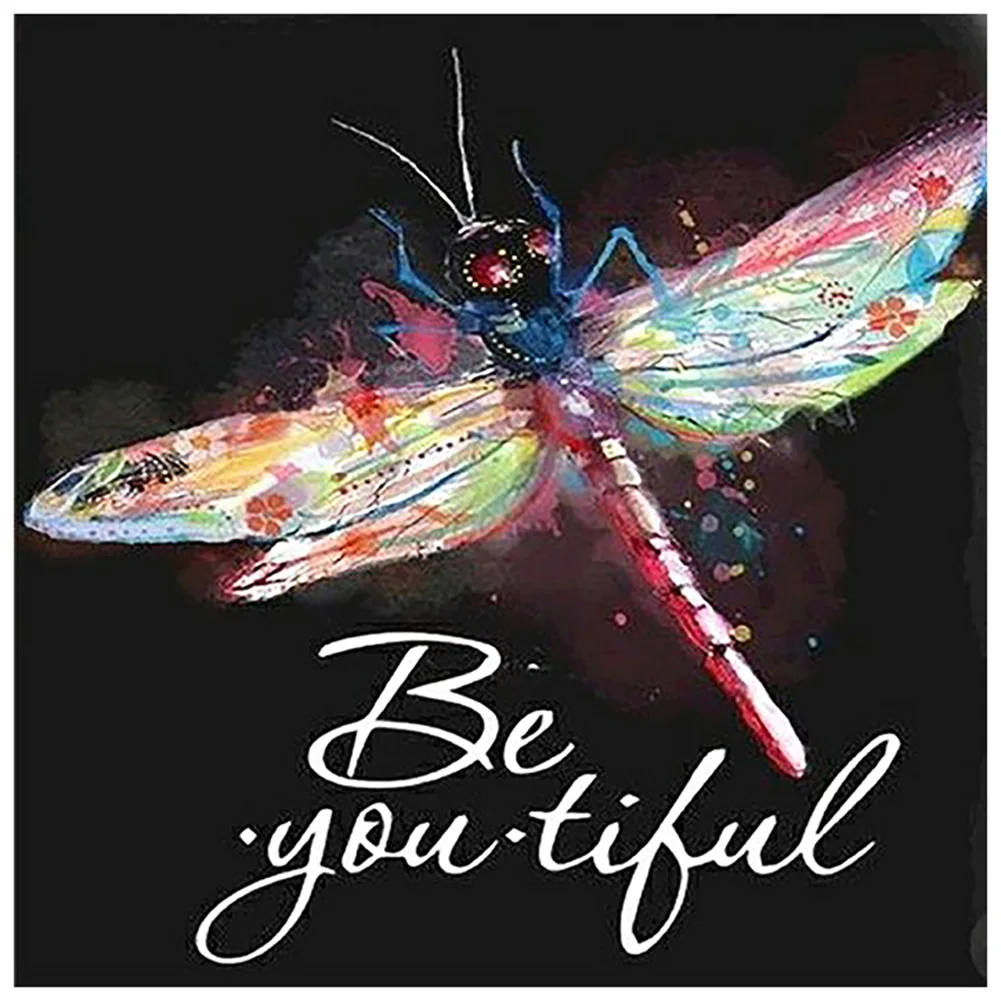 Diamond Painting - Full Round/Square Drill - Dragonfly Saying(30*30 - 50*50cm)
