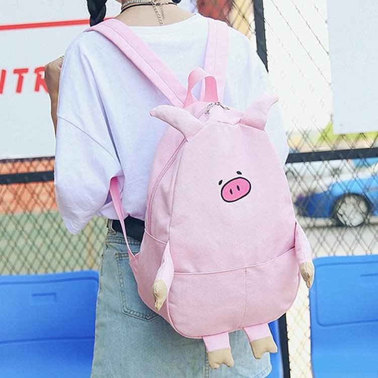 Pink/Black/Milk white Cute Pig Canvas Backpack SP1710103