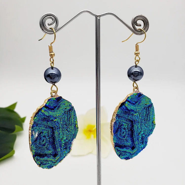 Azure gemstone water drop earrings