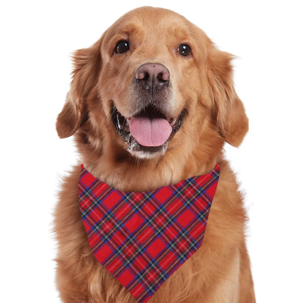 Santa Claus print pajama suit with round collar and plaid (with Pet Dog Clothes)