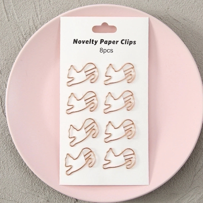 Creative Metal Paper Clip 8 Pack Cute Student Hollow Area Pin Office Learning Materials Bookmark Test Paper Clip