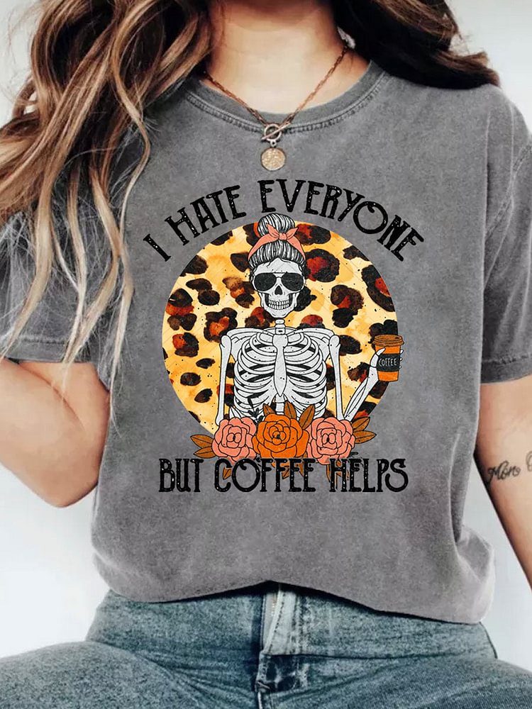I Hate Everyone But Coffee Helps Halloween T-shirt