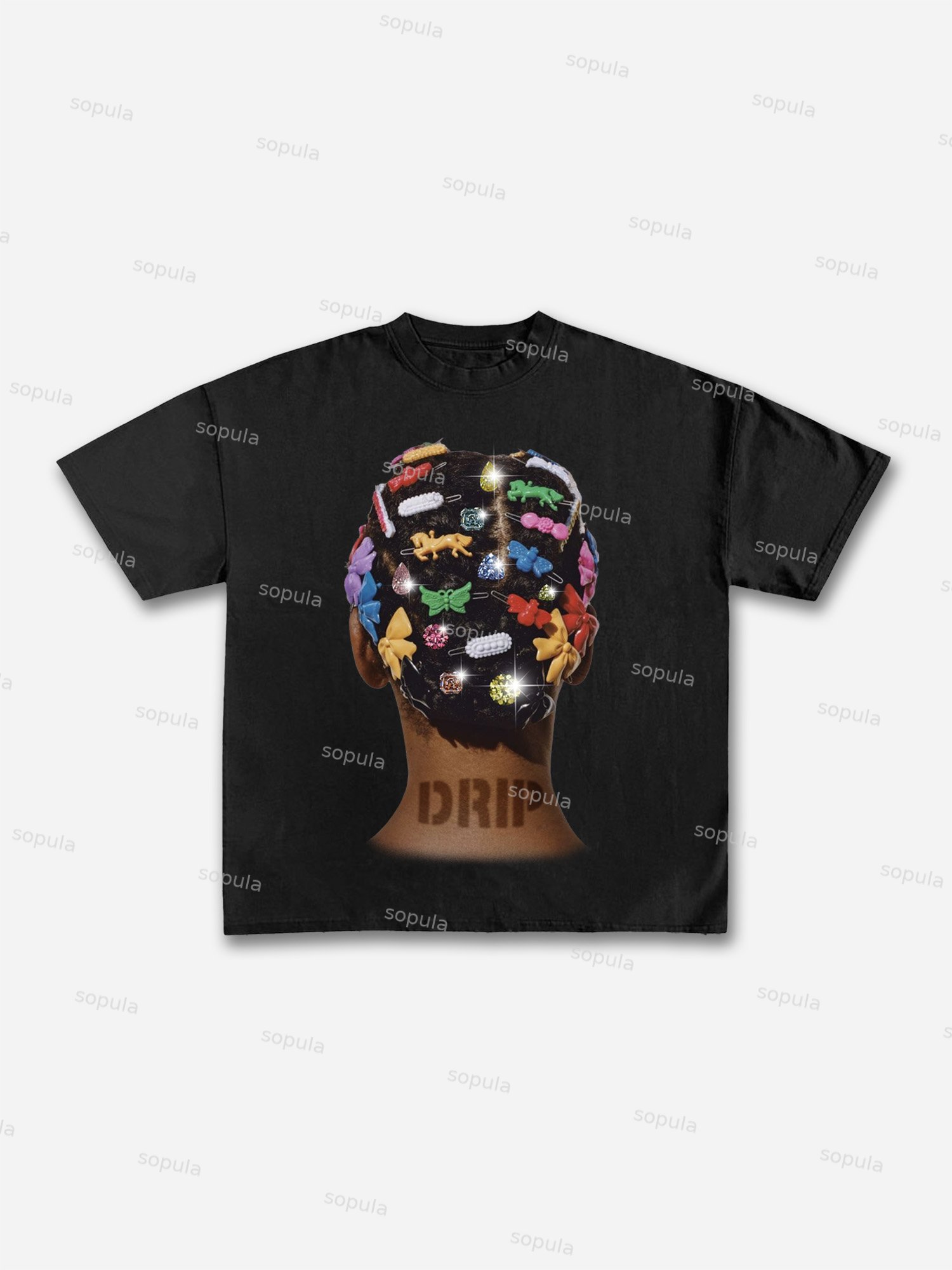 'drip' Colorful Hair Cards Diamond Headdress Graphic Cotton T-shirt - Sopula｜Premium Graphic Tees & Graphic Clothing