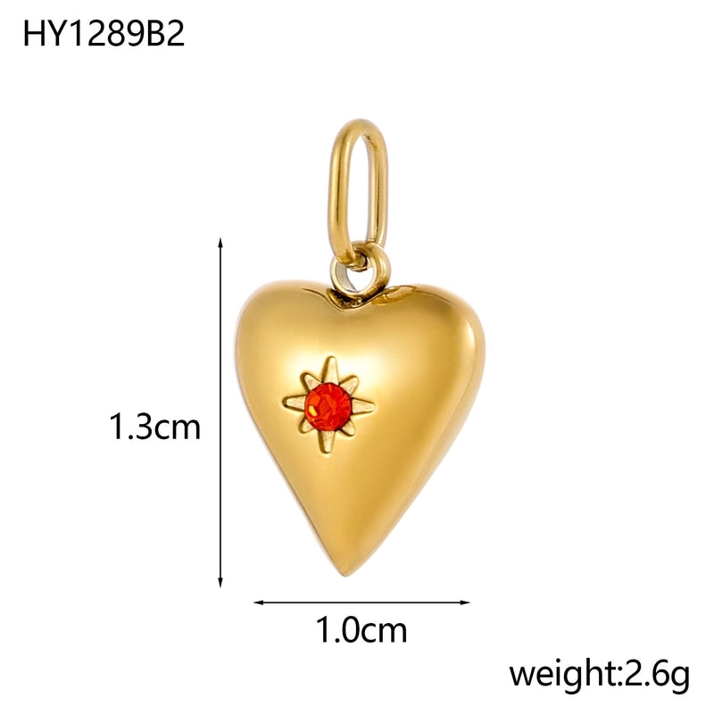 1 Piece 13*10mm 304 Stainless Steel Zircon Heart Shape Skull Polished Pendant Jewelry Accessories