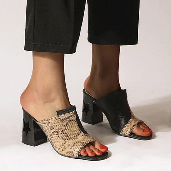 Snakeskin fishtail high-heeled slippers
