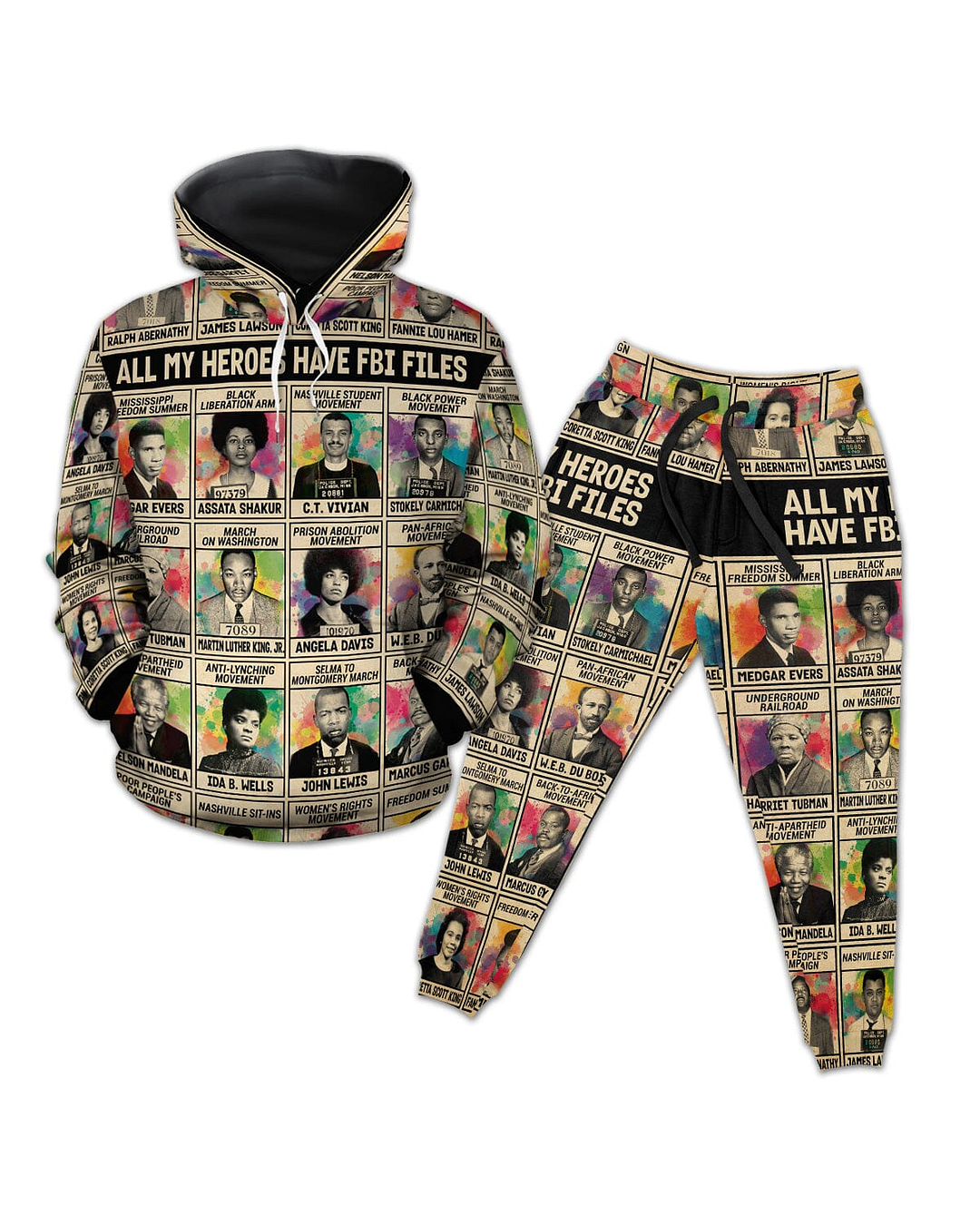 All My Heroes Have FBI Files All-over Hoodie And Joggers Set