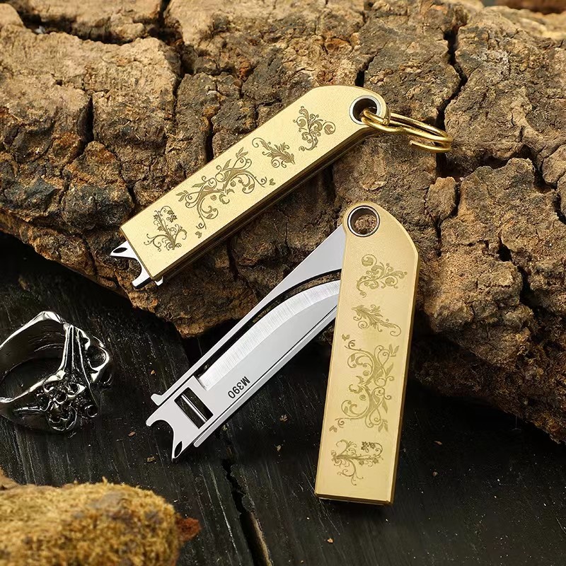 Multifunctional brass folding knife – Kris KnifeStudio