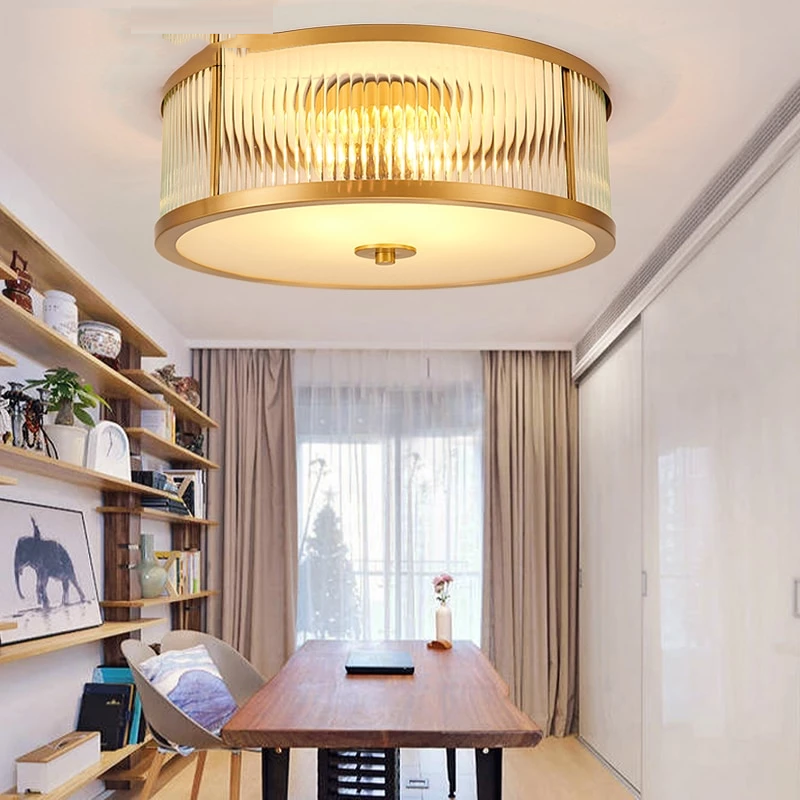 Nordic LED Ceiling Lights Luxury Vintage Glass Copper Luminarias Para Teto Living Room Bedroom Ceiling Home Lighting