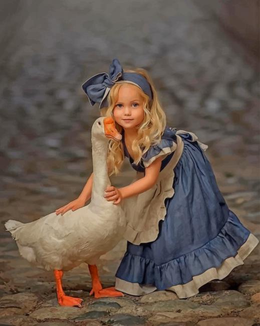 

Little Girl With A White Duck – Paint By Numbers - 40*50CM, 501 Original
