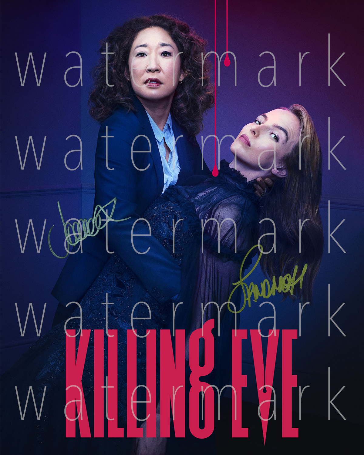 Killing Eve signed Jodie Comer Sandra Oh 8X10 Photo Poster painting picture poster autograph RP