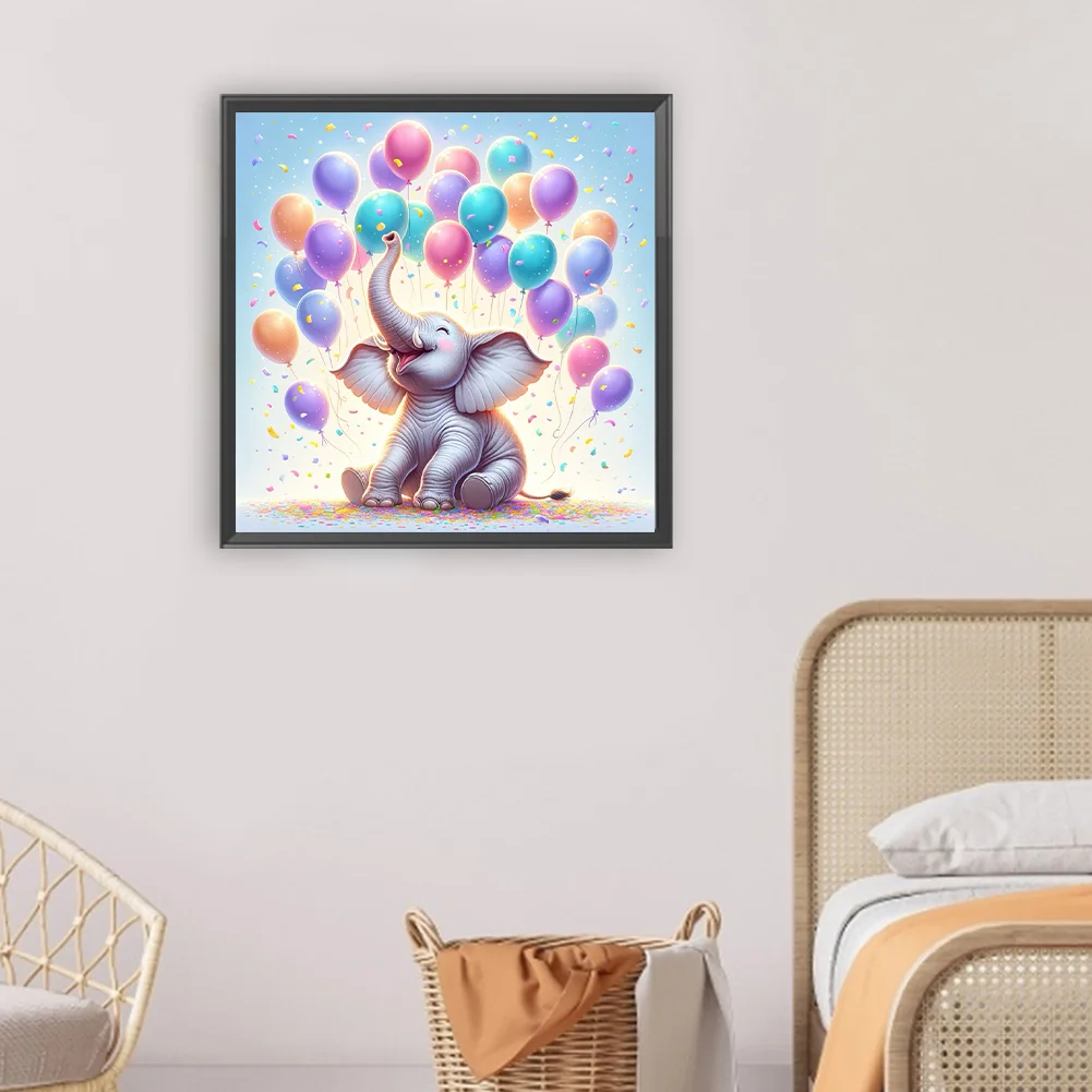 Diamond Painting - Full Round Drill - Balloon Elephant(Canvas|30*30cm)