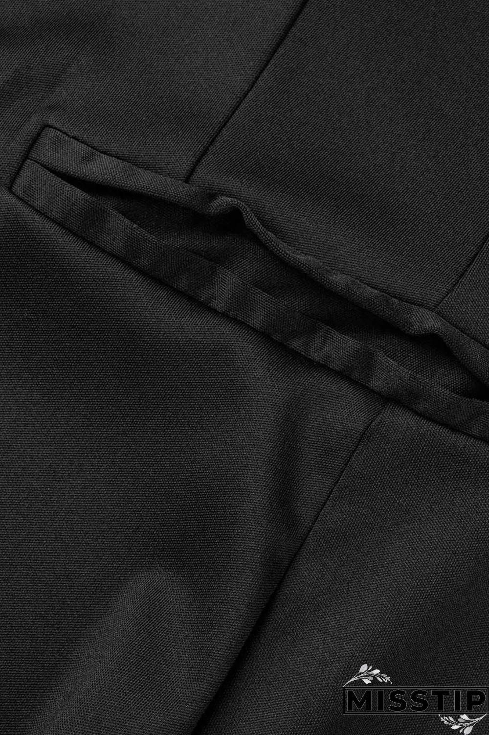 Black Casual Solid Patchwork Turn-back Collar Long Sleeve Two Pieces