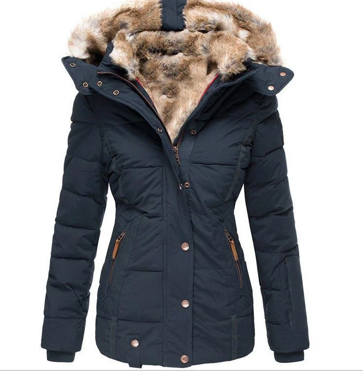 Women's Coat Fur Collar Mid-length Warm Jacket