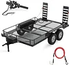 RC Trailer Metal 1/10 Scale Trailer Kit, for RC Crawler axial SCX10 D90 Wrangler TRX6 TRX4 Redcat GEN8 RGT 86100 SMT CFX CC01 CC02 LC80 trx4 Upgrades (RC Trailer Kit and Elastic Kinetic Winch Strap)