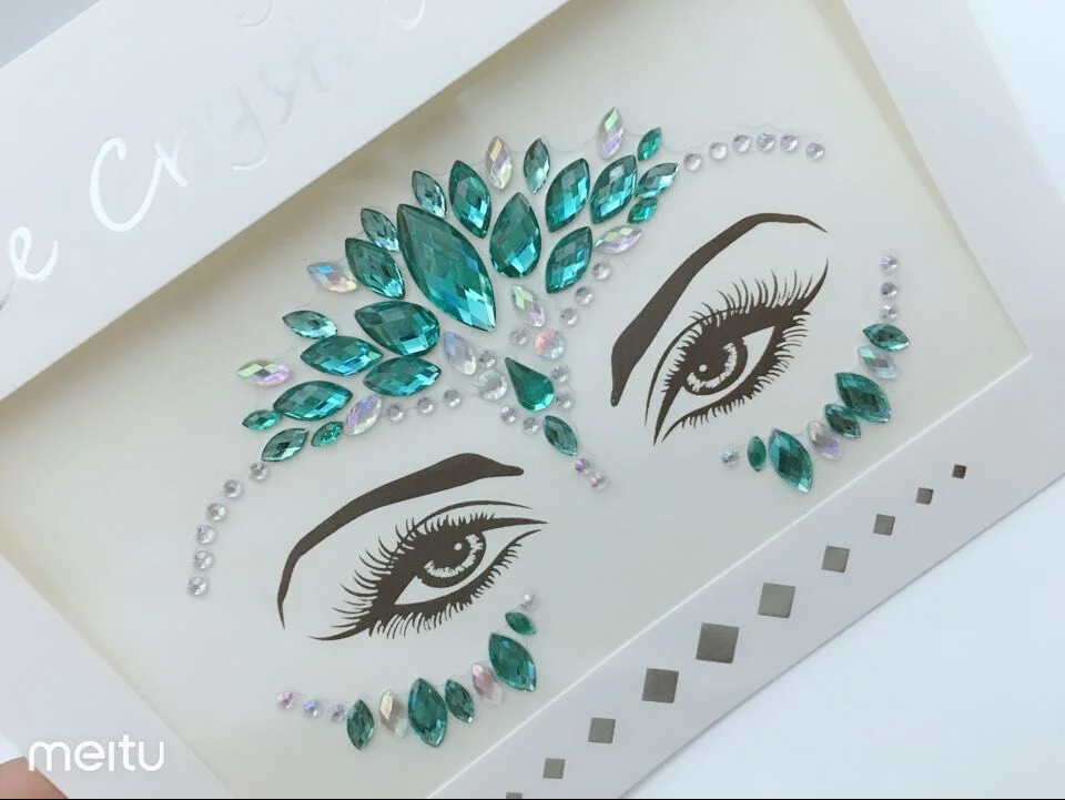 Face Adhesive Jewelry Gems Temporary Tattoo Face Jewelry Festival Party Body Art Gems Rhinestone Flash Tattoos Stickers Make Up