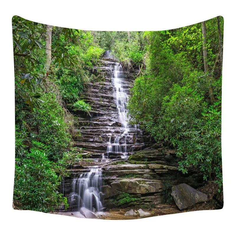 Waterfall Theme Forest Landscape Bath Curtains Cloud Waterproof Fabric Shower Curtain Nature Scenery Bathroom Screen