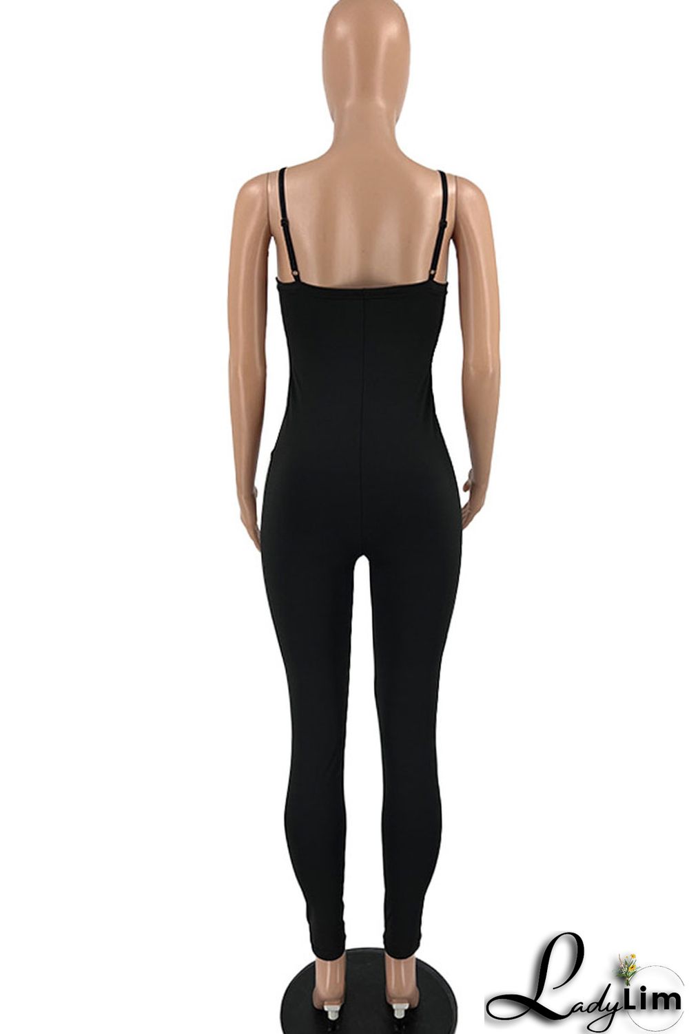 Brown Sexy Solid Patchwork Spaghetti Strap Regular Jumpsuits
