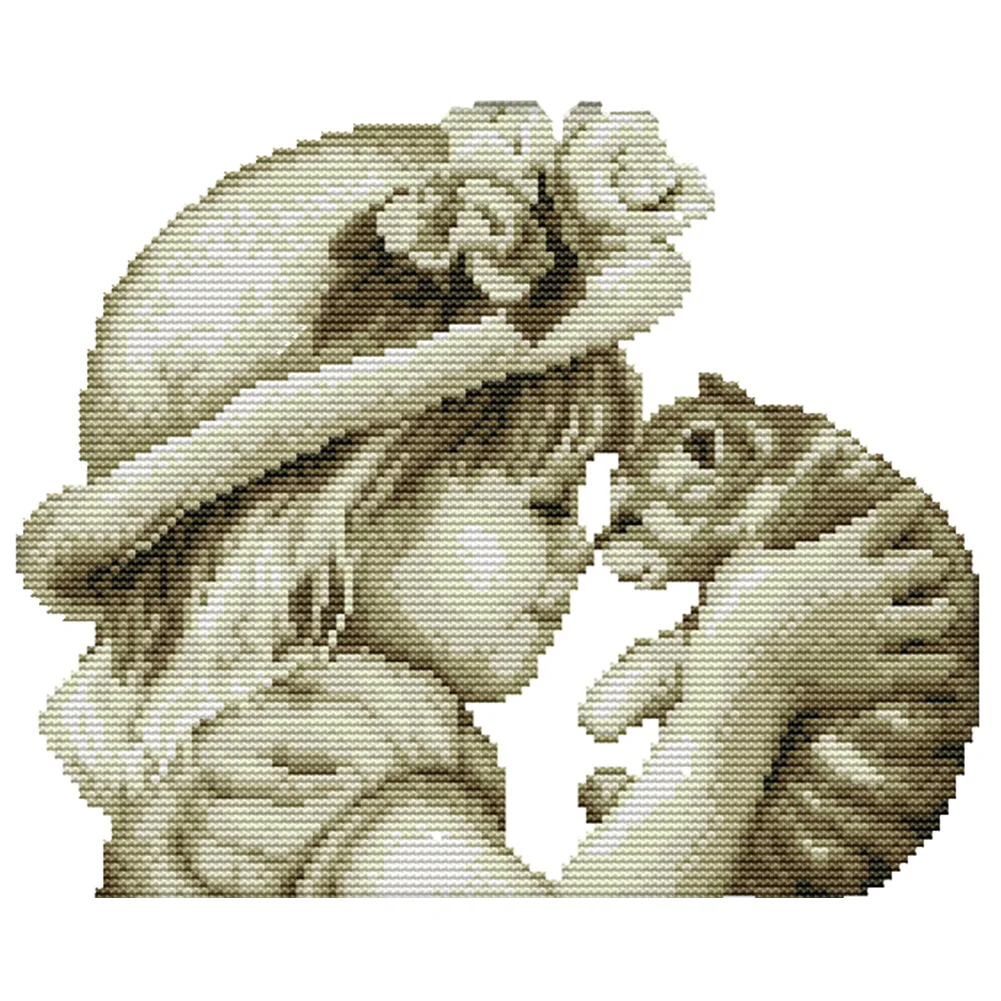 14CT Joy Sunday stamped cross stitch niña y gatito (29 * 26cm)