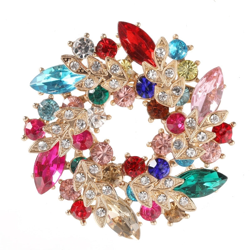 Spot Fashion High-end Gifts Korean Style Corsage Jewelry Shiny Rhinestone Crystal Bauhinia Flower Women Ring Brooch