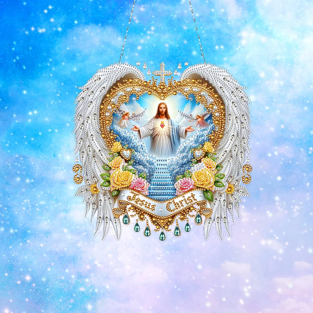 5D DIY Acrylic Jesus Special Shape Diamond Painting Dots Pendant Rhinestone Diamond Art Pendants