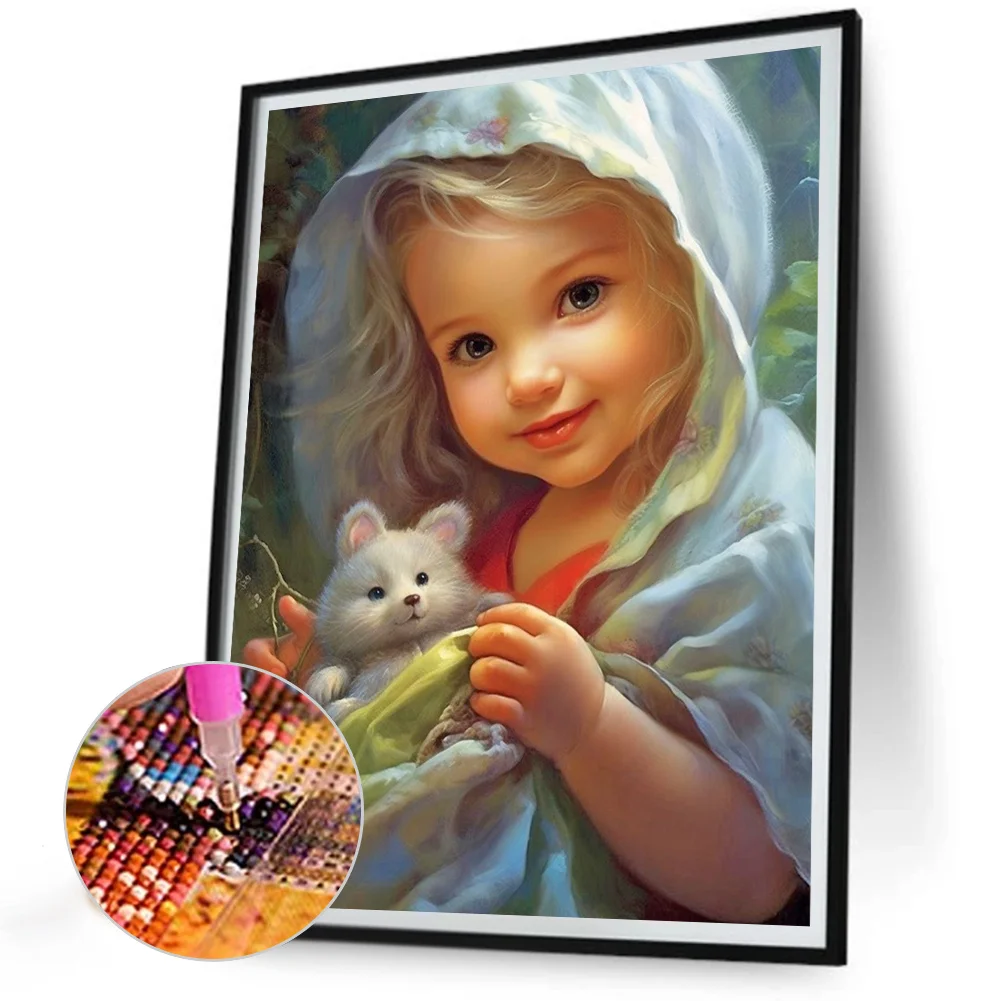 Diamond Painting - Full Round Drill - Curly Hair Big Eyes Girl(Canvas|30*40cm)