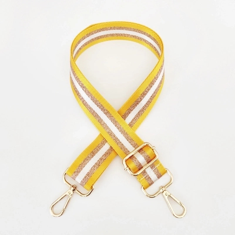 New Colorful Nylon Wide Shoulder Strap Bright Gold Thread Purse Accessories Strap Adjustable Shoulder Crossbody Replacement Long Strap