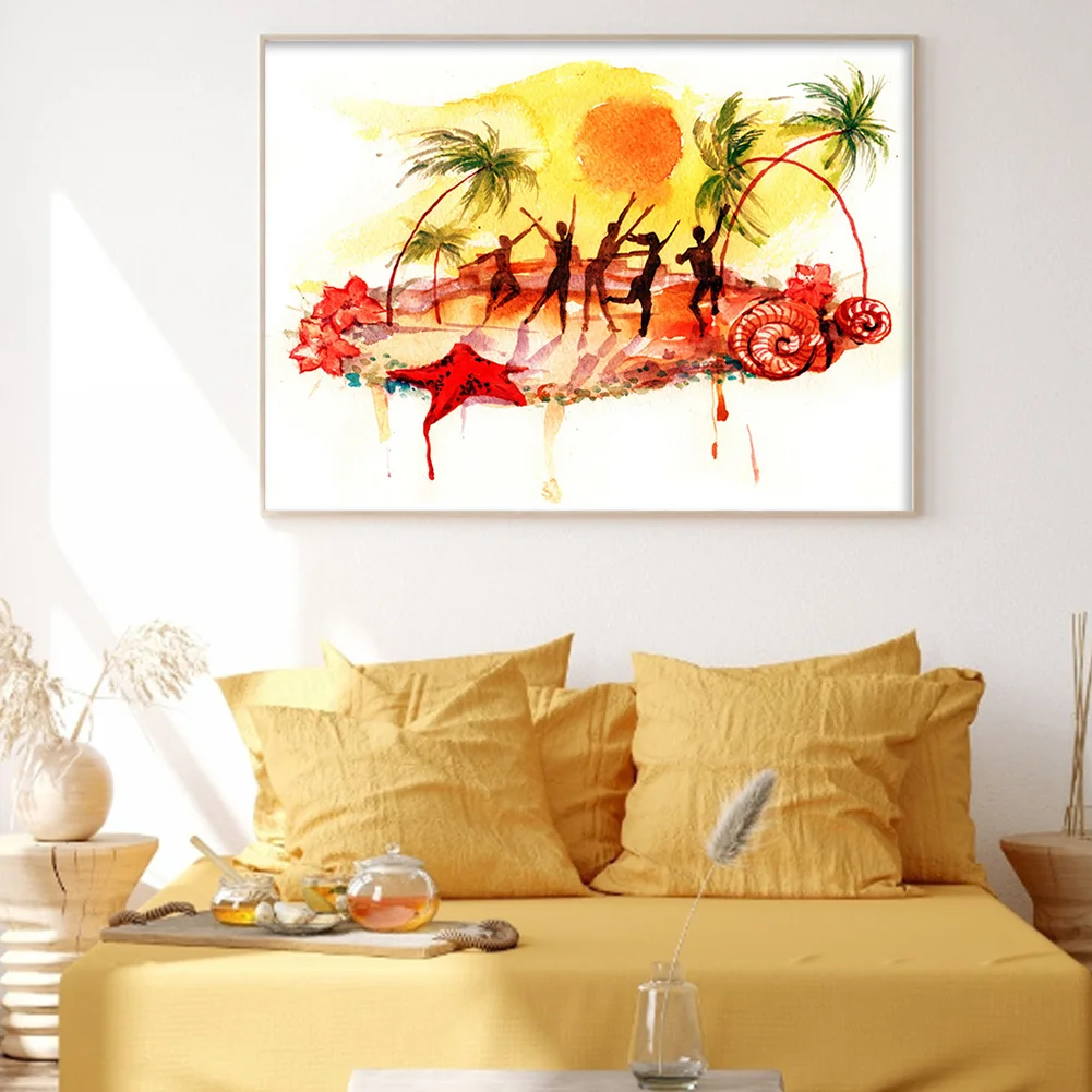 DIY Stamped Cross Stitch 14CT Full Embroidery 50*40cm - Silhouette Scenery