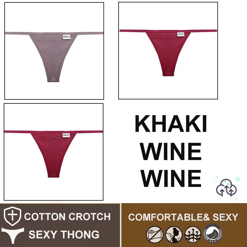 FINETOO 3PCS/Set M-XL Sexy G-string Panties Cotton Women's Underwear Girls Female Underpant Pantys Ladies Bikini Thong Lingerie