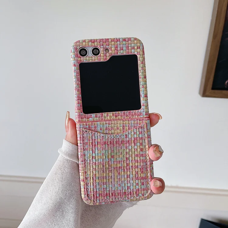 Card Pocket Leather Folding Phone Case For Samsung Galaxy Z Flip 5 4 3 Cover