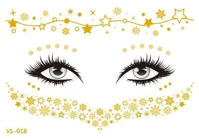 2021 New Gold Face Temporary Tattoo Waterproof Blocked Freckles Makeup Stickers Eye Decal Wholesale