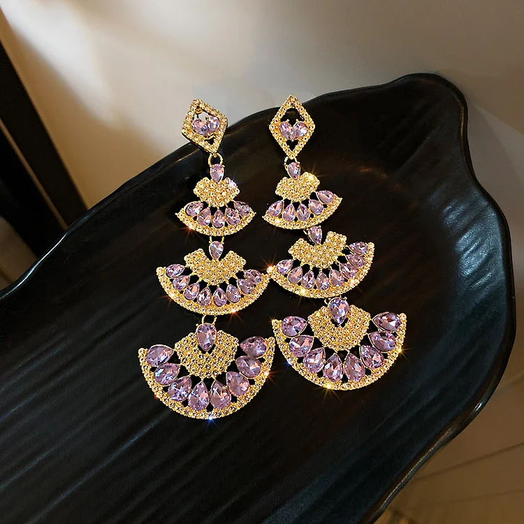 Vintage Multi-Layered Fan Earrings - yankia