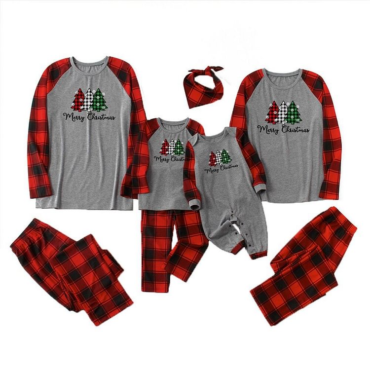 Christmas Tree Family Matching Pajamas Set(Grey)