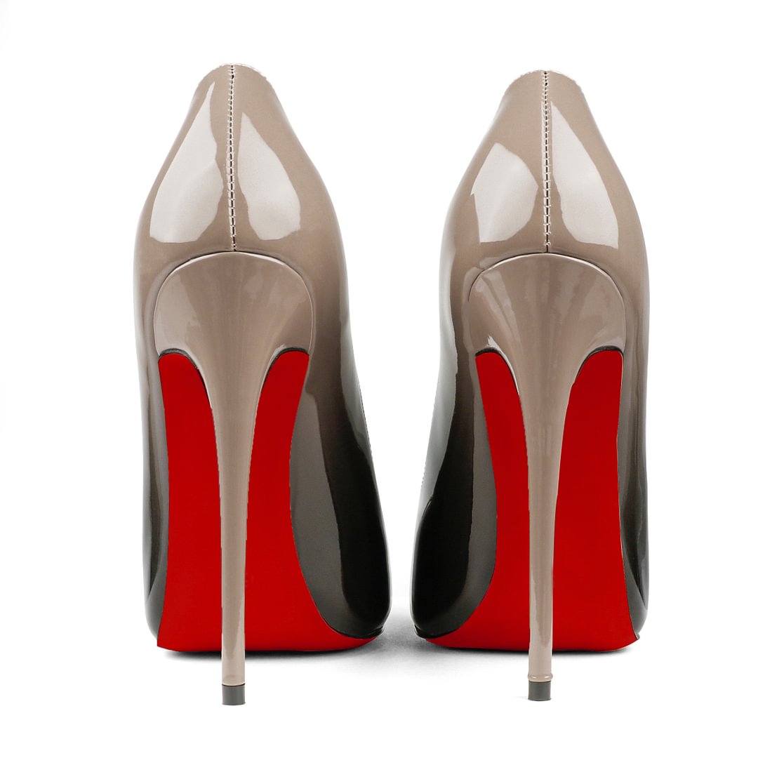 120mm Women's Red Bottom Gradient High Heels Pointed Toe Fashion Patent Stiletto Pumps-MERUMOTE