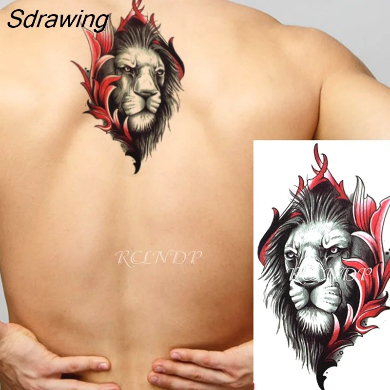 Sdrawing Temporary Tattoo Sticker Wolf Large Animal Triangle Dot Design Fake Tatoo Flash Tatto Arm Leg Body Art for Women Men